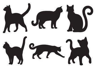 Cat silhouette vector,  isolated silhouette cat set