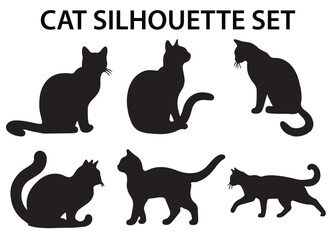 Cat silhouette vector,  isolated silhouette cat set
