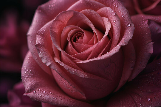 pink rose flower with velvet petals close up