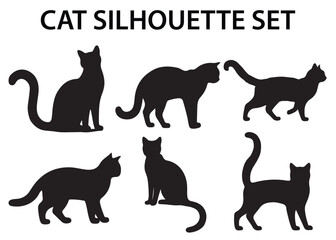 Cat silhouette vector,  isolated silhouette cat set
