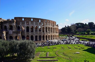 View of the huge Colosseum amphitheatre in Rome, Italy