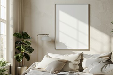 Poster Mockup in Minimalist Scandinavian Interior created with Generative AI