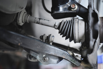 Close-up of automotive CV axle rubber boots.	