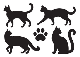 Cat silhouette vector,  isolated silhouette cat set