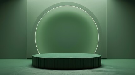 Luxurious green podium with a 3D display stage, 