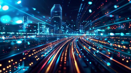 Fototapeta premium background high speed of train in the modern of city