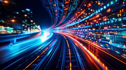 Obraz premium background high speed of train in the modern of city