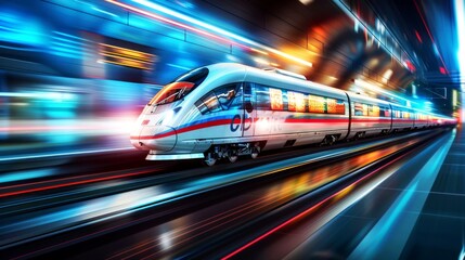 Fototapeta premium background high speed of train in the modern of city
