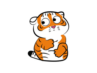 Cartoon tiger on white background