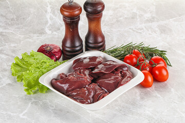 Raw turkey liver in a bowl ready for cooking