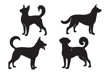 Dog silhouette vector set