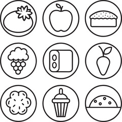 set of fast food icon lie art illustration isolated white background