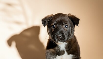 close up of a dog looking up, yorkshire terrier portrait, chihuahua dog portrait, golden retriever puppy, Retrato aesthetic perro cachorro, retrato minimalista en studio con sombras y un perro mascota