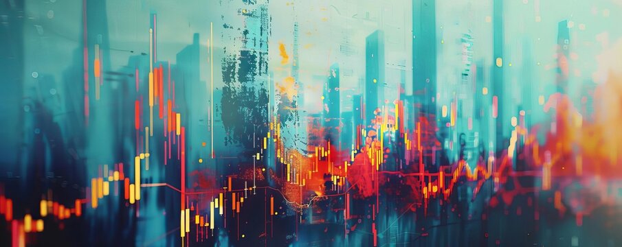 Financial growth and market analysis with digital graphs and charts