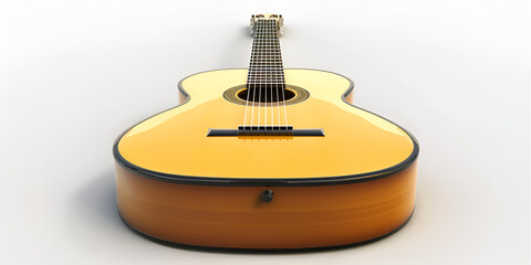 Front and side view of a yellow guitar on white
