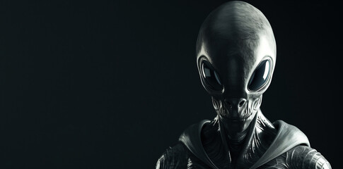 Alien Figure in Darkness, Close-Up Portrait