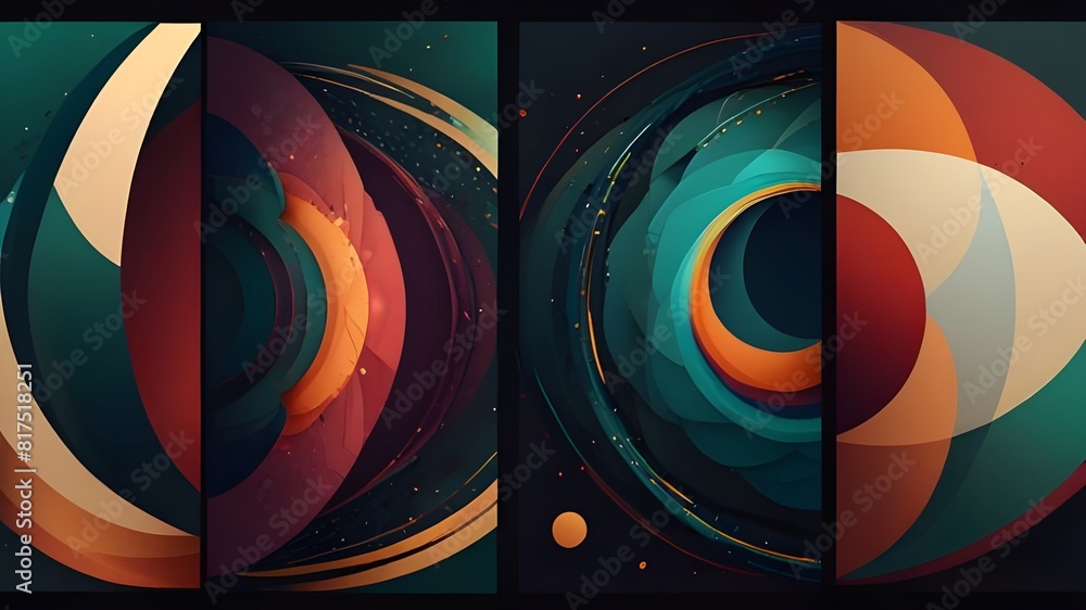 Poster world of geometric elegance with abstract circle poster set. circles intertwine in a symphony of sha