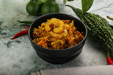 Indian cuisine - briani with prawns