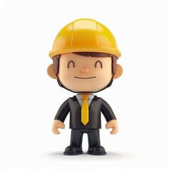 Businessman with a Safety Helmet Illustrate a 3D cartoon of a businessman wearing a safety helmet, representing construction, engineering, AI Generative
