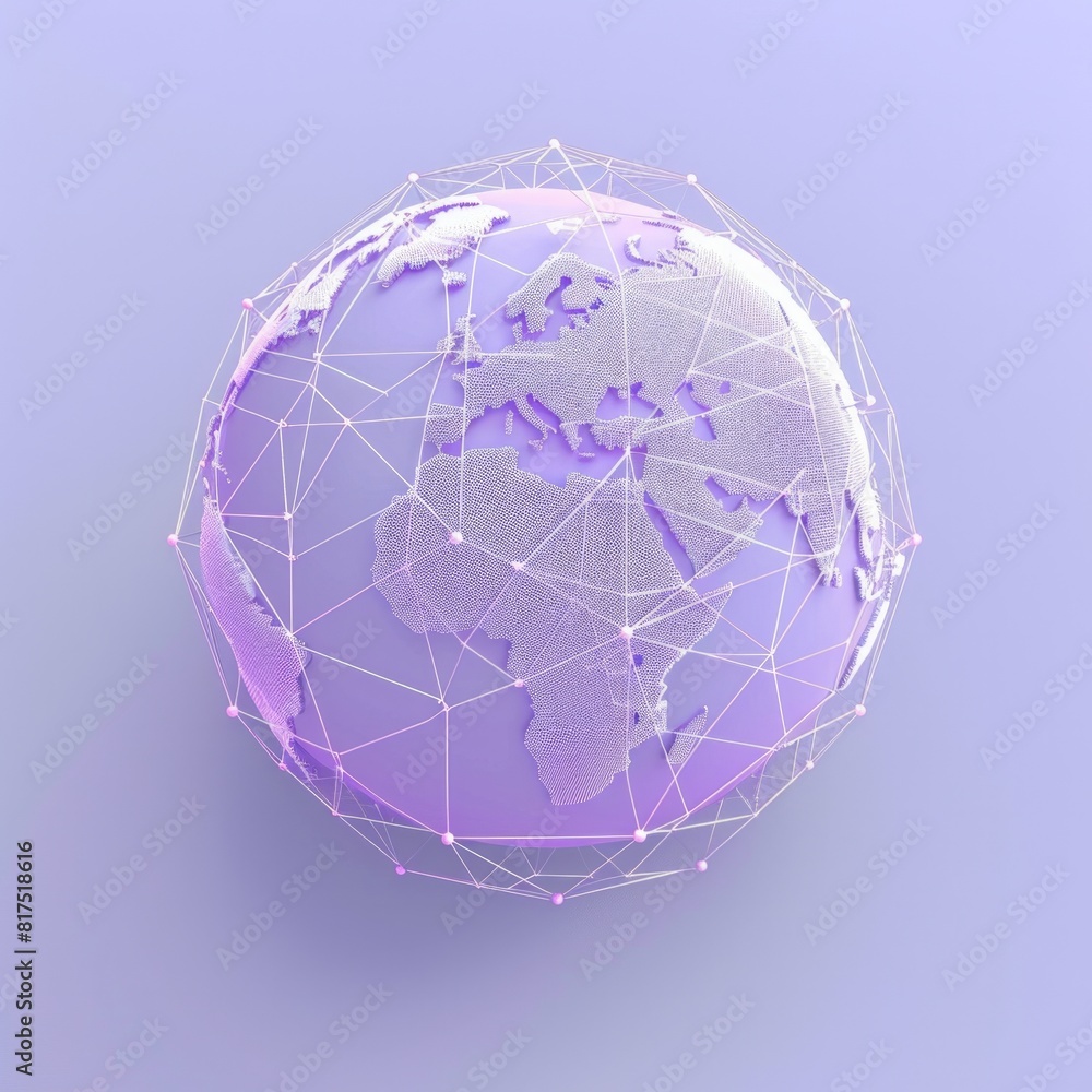 Poster global financial network globe icon illustrate a 3d globe with lines connecting different financial 