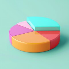 Obraz premium Market Share Pie Icon Illustrate a 3D pie chart with one segment colored differently, indicating a significant market share, AI Generative