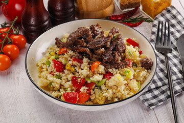 Traditional couscous with beef and vegetables