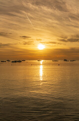 Beautiful red and orange sunrise over the sea.