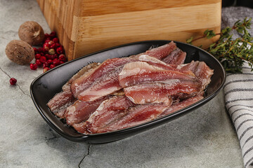 Anchvy canned fish fillet preserve