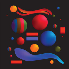 Obraz premium Background design vector abstract circles, lines, geometric shapes compositions. Presentation, UI design, poster, brochure, banner digital art.