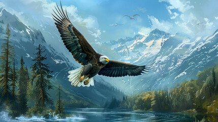 Fototapeta premium bald eagle in flight
