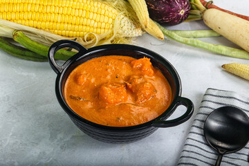 Indian cuisine - spicy prawn masala