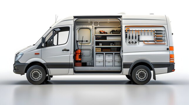 Fully Equipped Mobile Mechanic Services Vehicle in Customer's Driveway