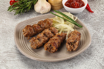 Beef kebab minced meat with onion