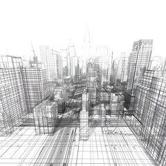 Fototapeta premium A 3D rendering of a city.