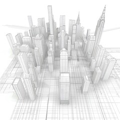 Fototapeta premium A 3D rendering of a city.