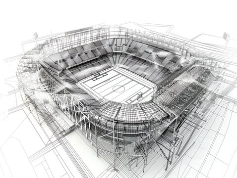 Sketch of a soccer stadium.