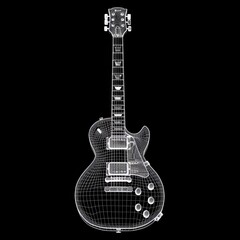 Naklejka premium A black and white wireframe of a Gibson Les Paul guitar.