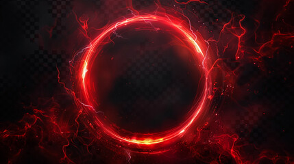 Red Circle on Black Checkered Background