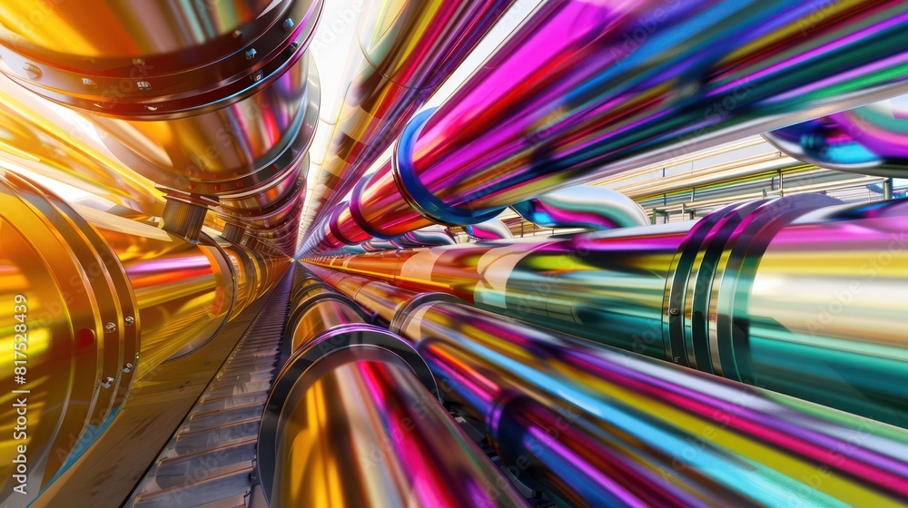 Poster a colorful image of pipes with a rainbow of colors