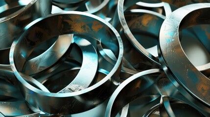 A close up of a bunch of silver rings