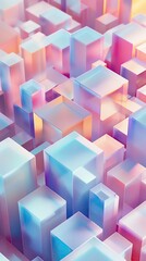 Simple prismatic shapes top view, understated colorful forms, futuristic tone, colored pastel