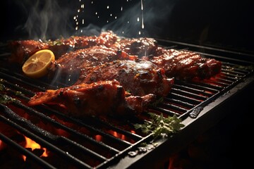 Grilled beef steaks with rosemary and spices