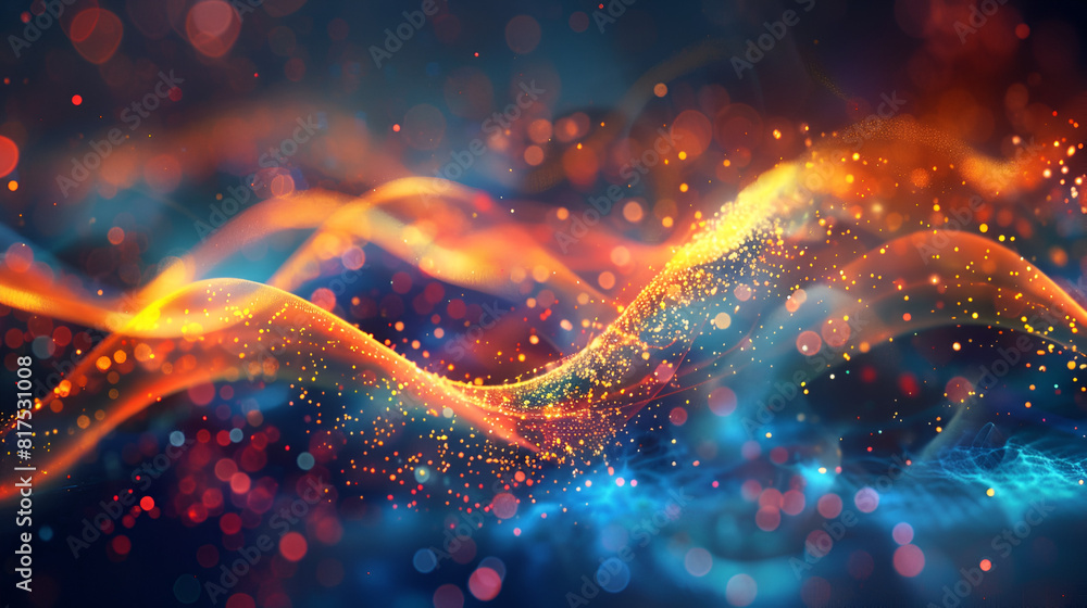 Poster creative arrangement of lights, fractal and custom design elements as a concept metaphor on subject 