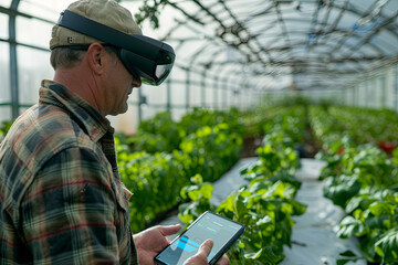 Farmers use tablets and visors to interact with a virtual cultivation environment superimposed on the real field, highlighting the effectiveness of these technologies