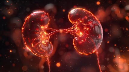 Fototapeta premium Glowing kidneys showcasing their role