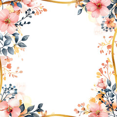 Fototapeta premium frame with flowers and leaves 