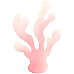 Coral summer sea collection.Watercolor illustration and cartoon style pastel ocean illustration isolated