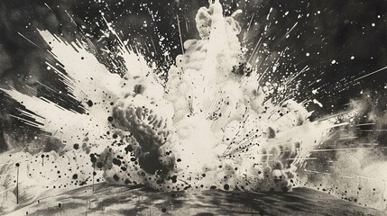 Black and White Splash Background with Water Texture