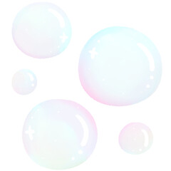 Bubble summer sea collection.Watercolor illustration and cartoon style pastel ocean illustration isolated