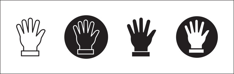 Obraz premium Hands icon set. Palm hand inside circle sign. Raise hand sign. Hands gesture symbol. Vector graphic design illustration isolated in white background.